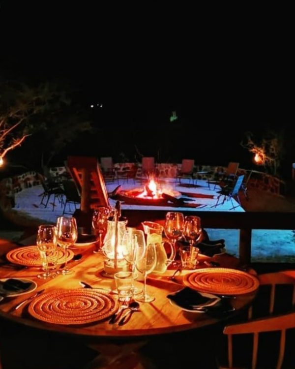 Rockfig Lodge Night Fire